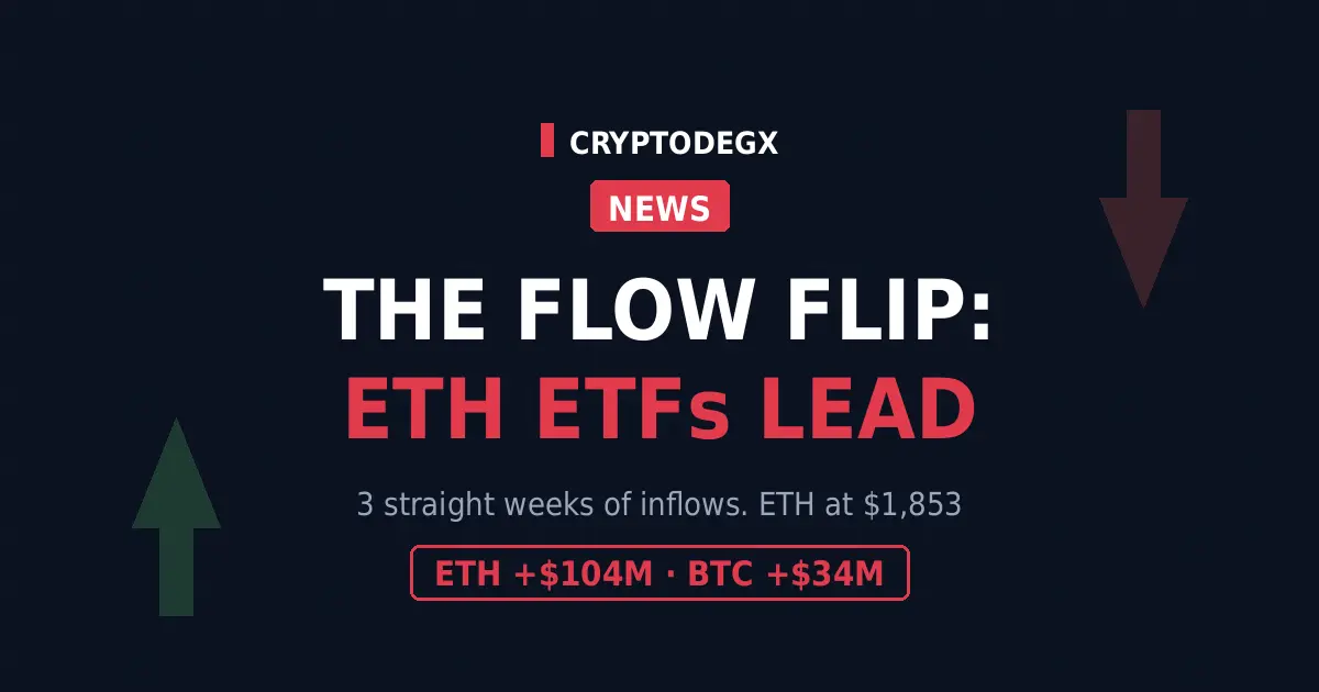 ETH ETFs leading Bitcoin ETF inflows, July 2026 flow flip with ETH at $1,853