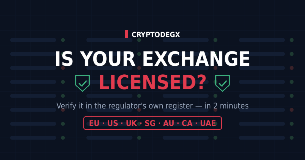 Verification shields over a registry list — how to check if a crypto exchange is licensed
