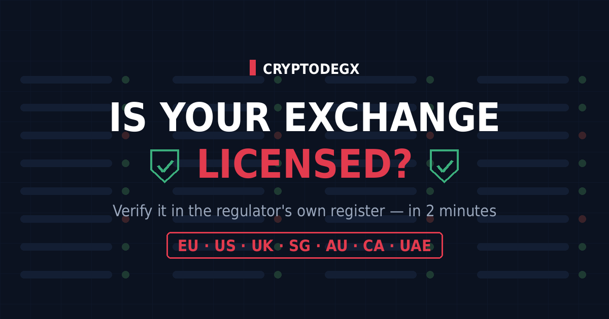 Verification shields over a registry list — how to check if a crypto exchange is licensed