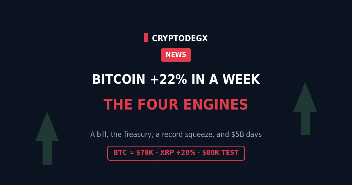 Bitcoin up 22 percent in a week to 78000 dollars, the four rally drivers explained