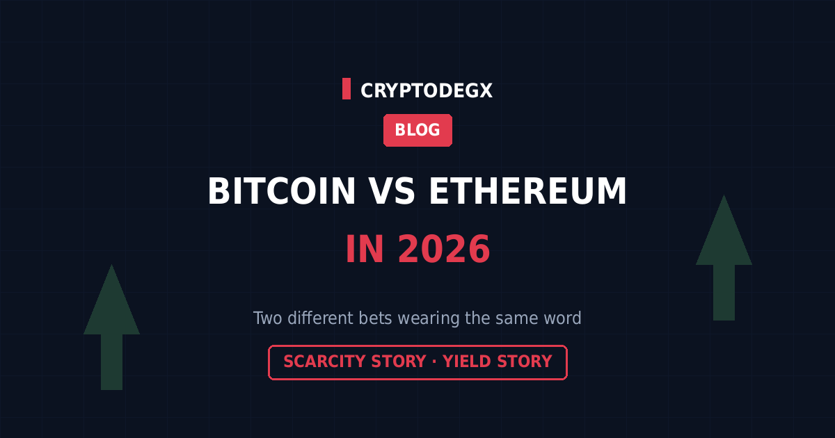 Bitcoin vs Ethereum in 2026 compared, scarcity story versus staking yield story