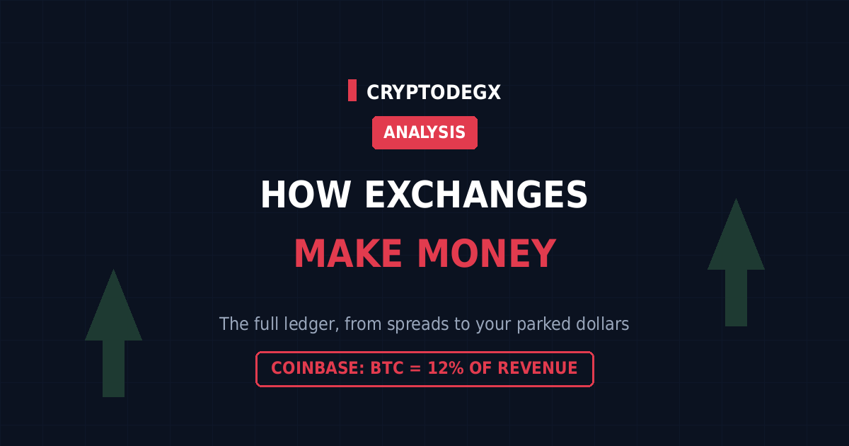 How crypto exchanges make money in 2026, fees, spreads, staking cuts and stablecoin interest
