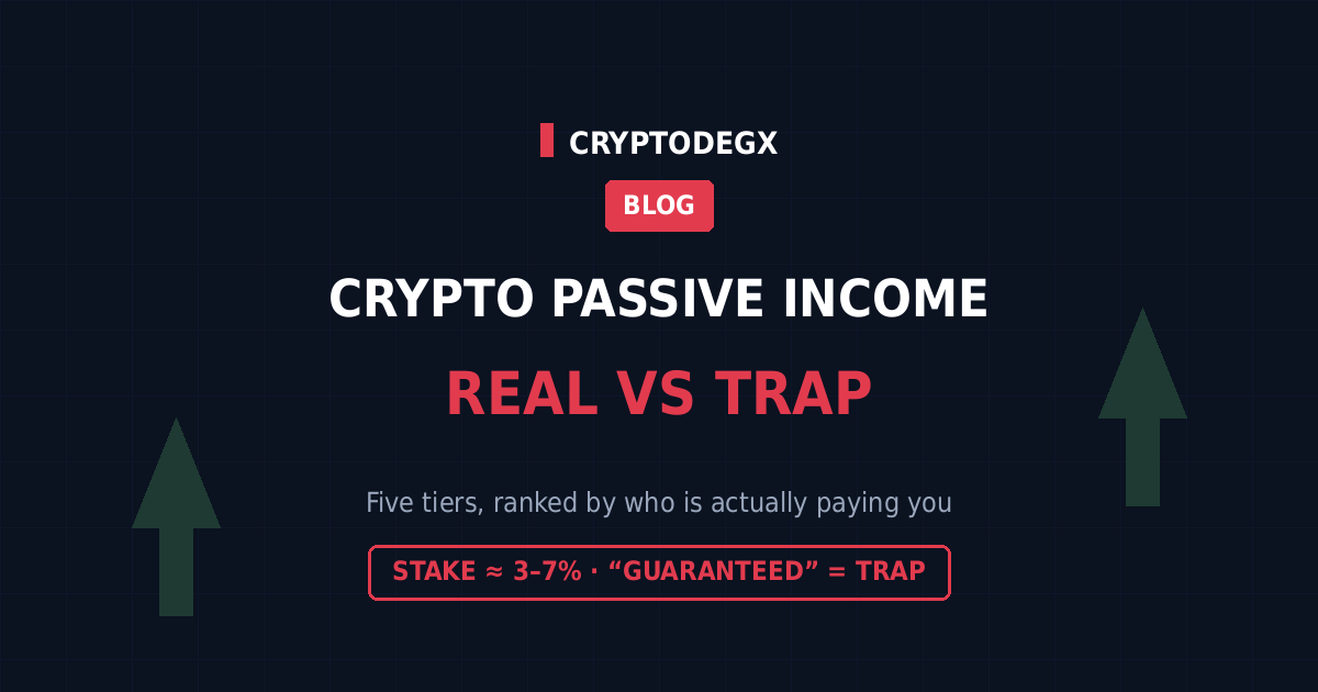 Crypto passive income methods in 2026 ranked by risk, staking to yield traps
