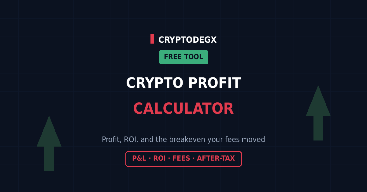 Free crypto profit calculator with ROI, fees, breakeven price and after-tax gains