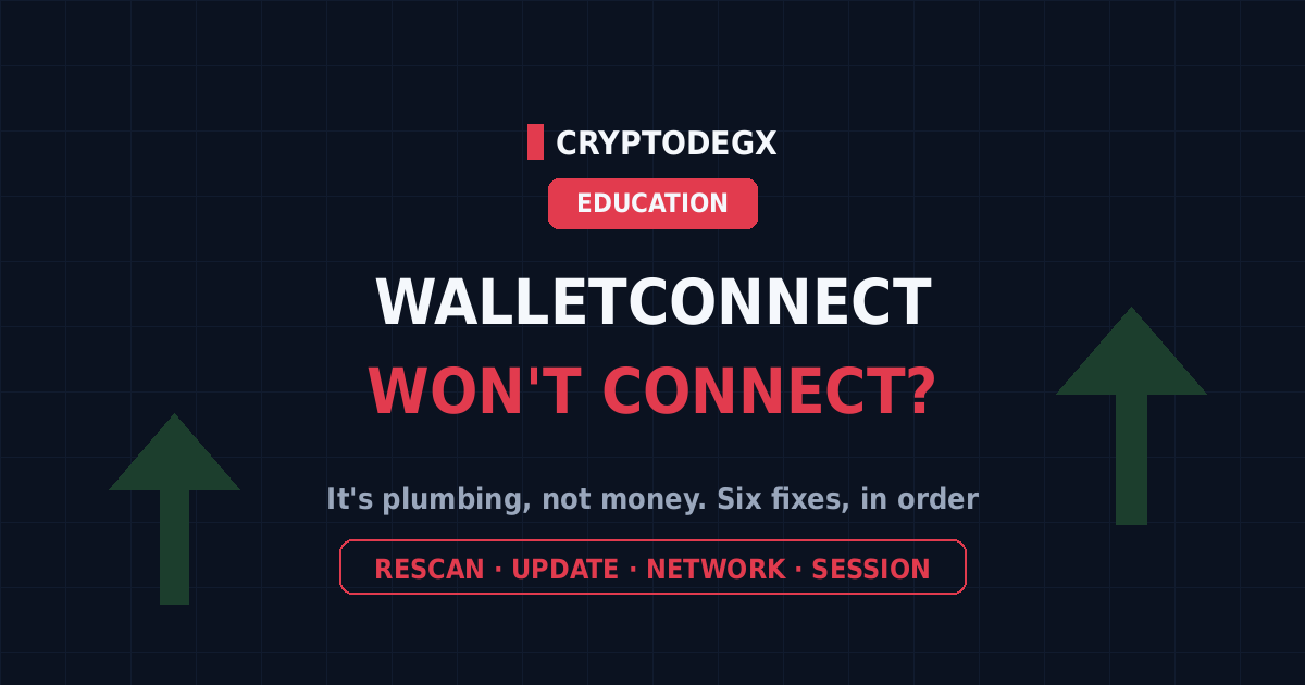 WalletConnect not connecting, six ordered fixes from QR expiry to stale sessions