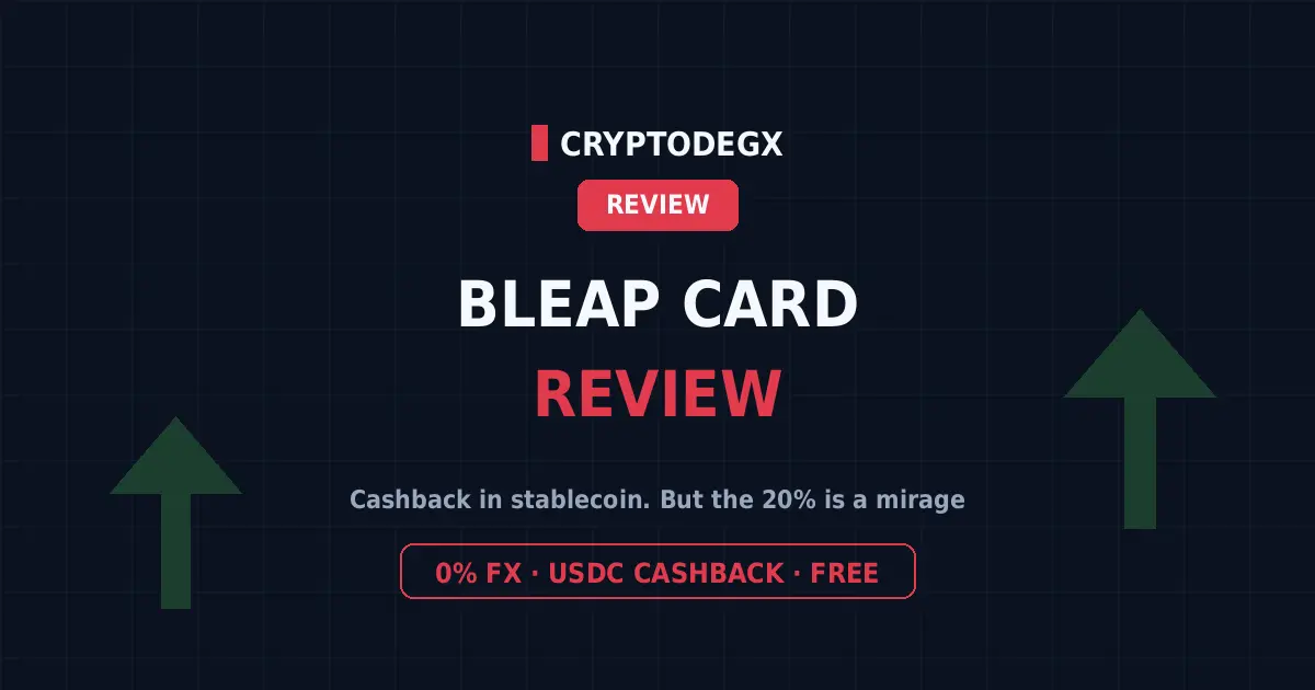 Bleap Mastercard review 2026, self-custodial card with USDC cashback and 0 percent FX