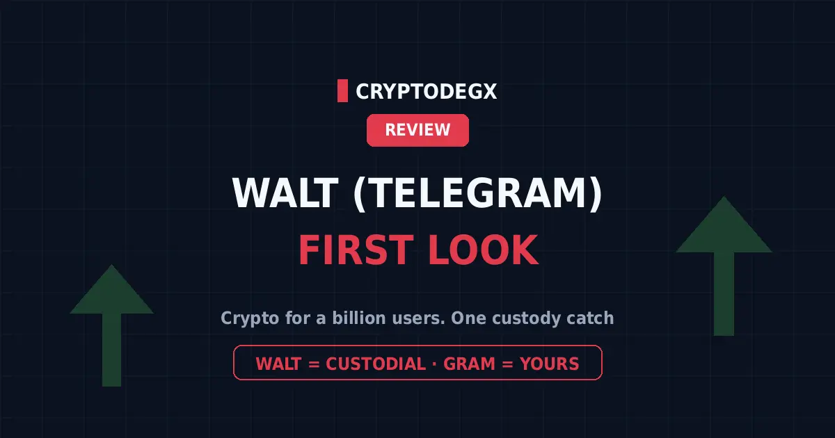 Walt Telegram crypto platform first-look review, custodial trading hub versus Gram Wallet